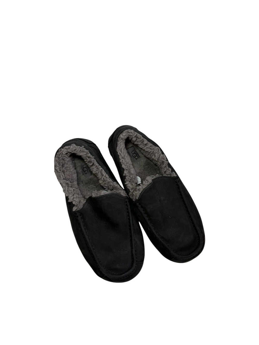 UGG Ascot Leather Slippers in Black Mens